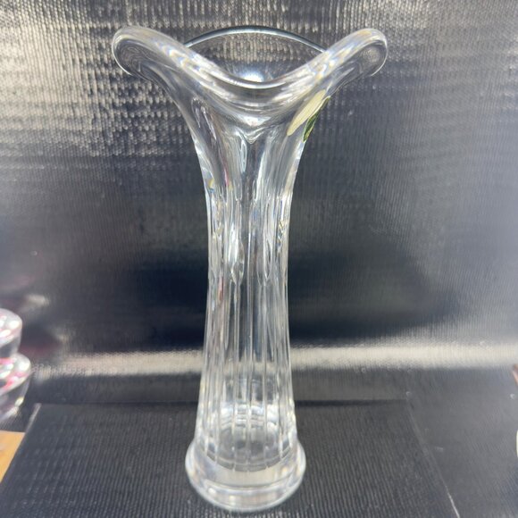 Vintage Waterford Clear Crystal Glass Vase Vessel 9inch Tall Ballet With Sticker - Picture 8 of 8